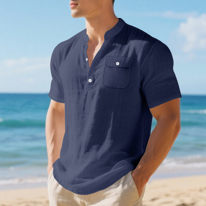 Herren Kurzarm-Hemd mit Knopfleiste und praktischer Brusttasche Aliams