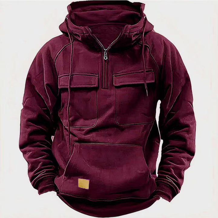 Herren Fleece Hoodie mit praktischem Reißverschluss und großen Taschen Aliams