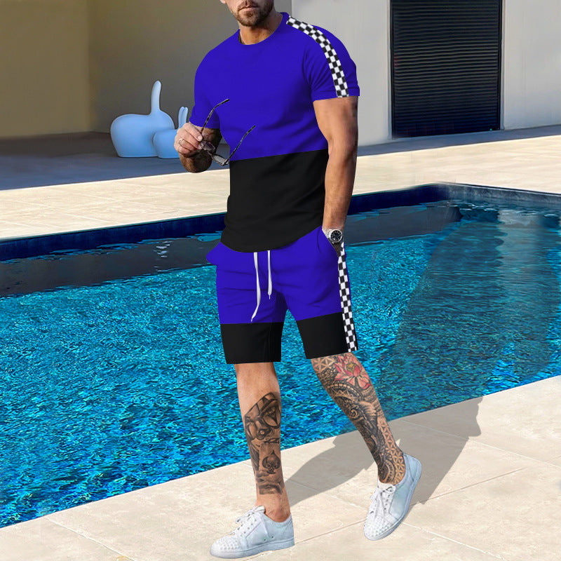 Herren sportliches Kurzarm-Set mit kontrastierenden Seiteneinsätzen Aliams