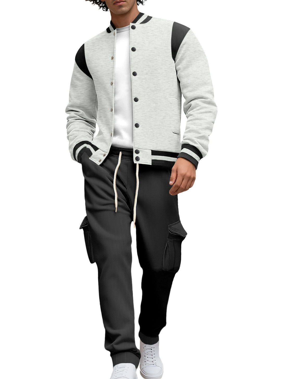 Herren stylische College-Jacke mit asymmetrischem Design Aliams
