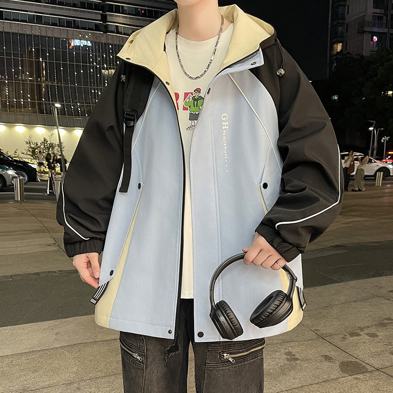 Herren Übergangsjacke mit verstellbarem Kapuzenkragen und funktionalen Taschen Aliams