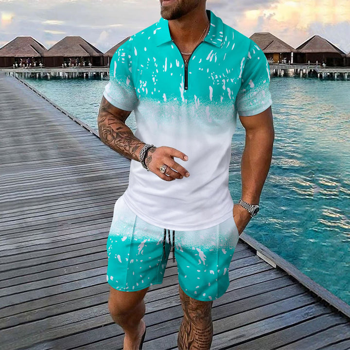 Herren Sportliches Kurzarmhemd und Shorts Set Aliams