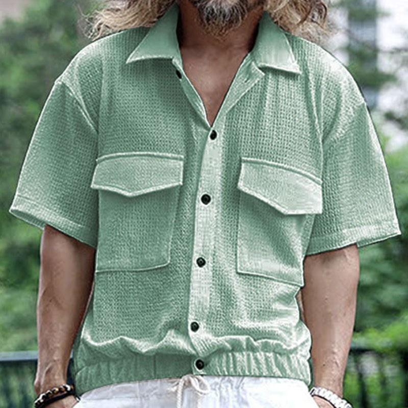 Herren Kurzarm-Hemd mit strukturiertem Stoff und zwei Brusttaschen Aliams