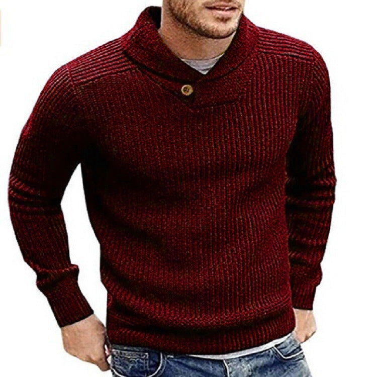 Herren Strickpullover mit Schalkragen und Knopfdetail Aliams