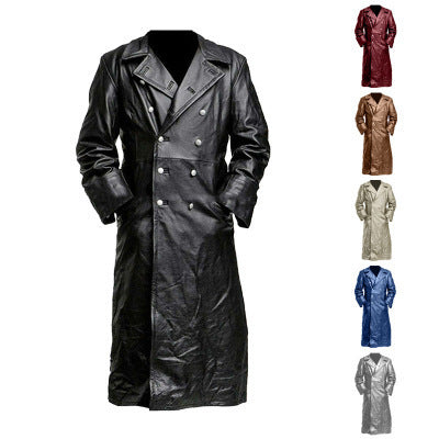 Herren Eleganter langer Trenchcoat aus hochwertigem Material Aliams