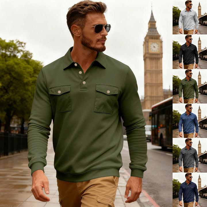 Herren elegantes Poloshirt mit praktischen Brusttaschen und hochwertigem Baumwollmix Aliams