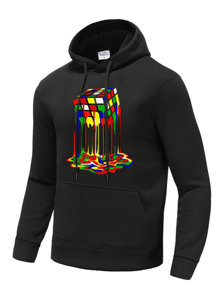 Herren Kapuzenpullover mit kreativem Rubik's Cube Grafikdruck Aliams