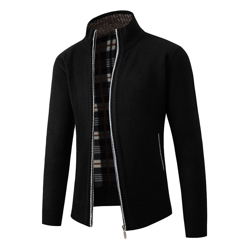 Herren elegante Strickjacke mit hohem Kragen und praktischem Reißverschluss Aliams