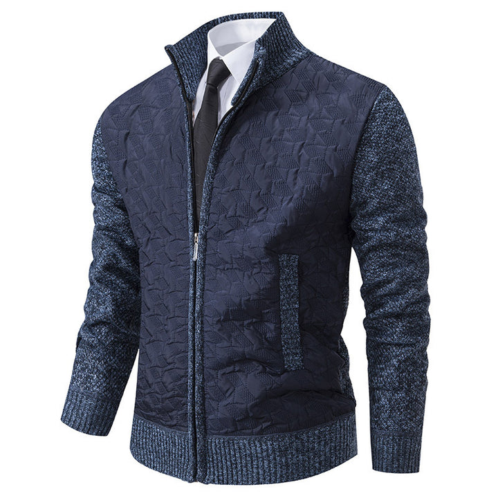 Herren elegante Hybridjacke mit Steppdesign und raffinierten Strickärmeln Aliams