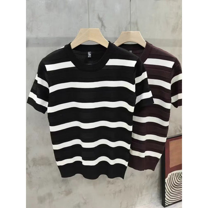 Herren Kurzarm T-Shirt mit modernem Streifenmuster Aliams