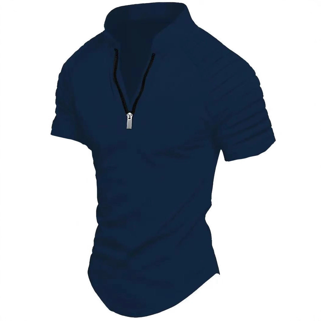 Herren Sportliches Kurzarm-Zip-Shirt Aliams