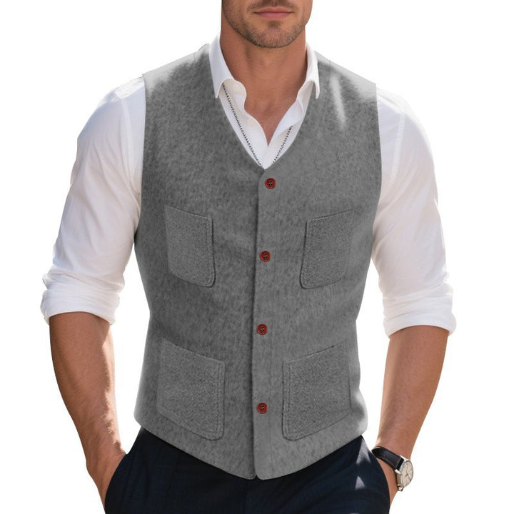 Herren Weste mit funktionalen Taschen und eleganten Knopfdetails Aliams