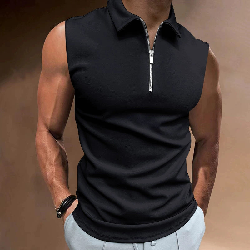 Herren Kurzarm Poloshirt mit modernem Stehkragen und funktionellem Reißverschluss Aliams
