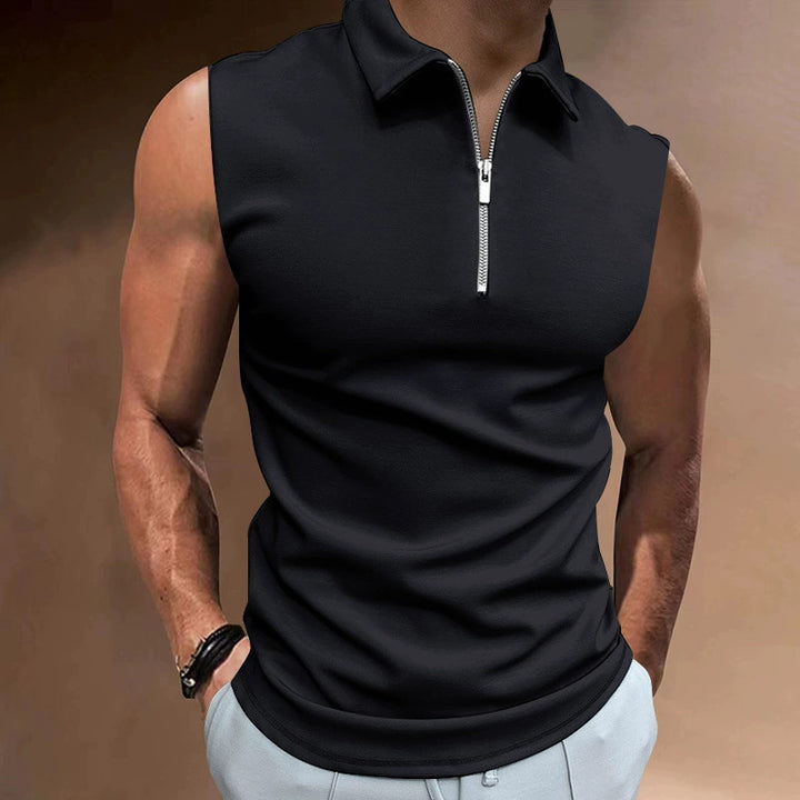 Herren Kurzarm Poloshirt mit modernem Stehkragen und funktionellem Reißverschluss Aliams