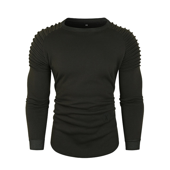 Herren Rundhalsshirt mit strukturierten Ärmeln und figurbetontem Schnitt Aliams