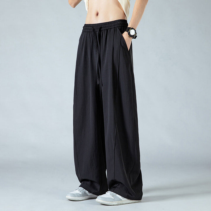 Herren Bequeme und lässige Stoffhose mit elastischem Bund und weit geschnittenem Schnitt Aliams