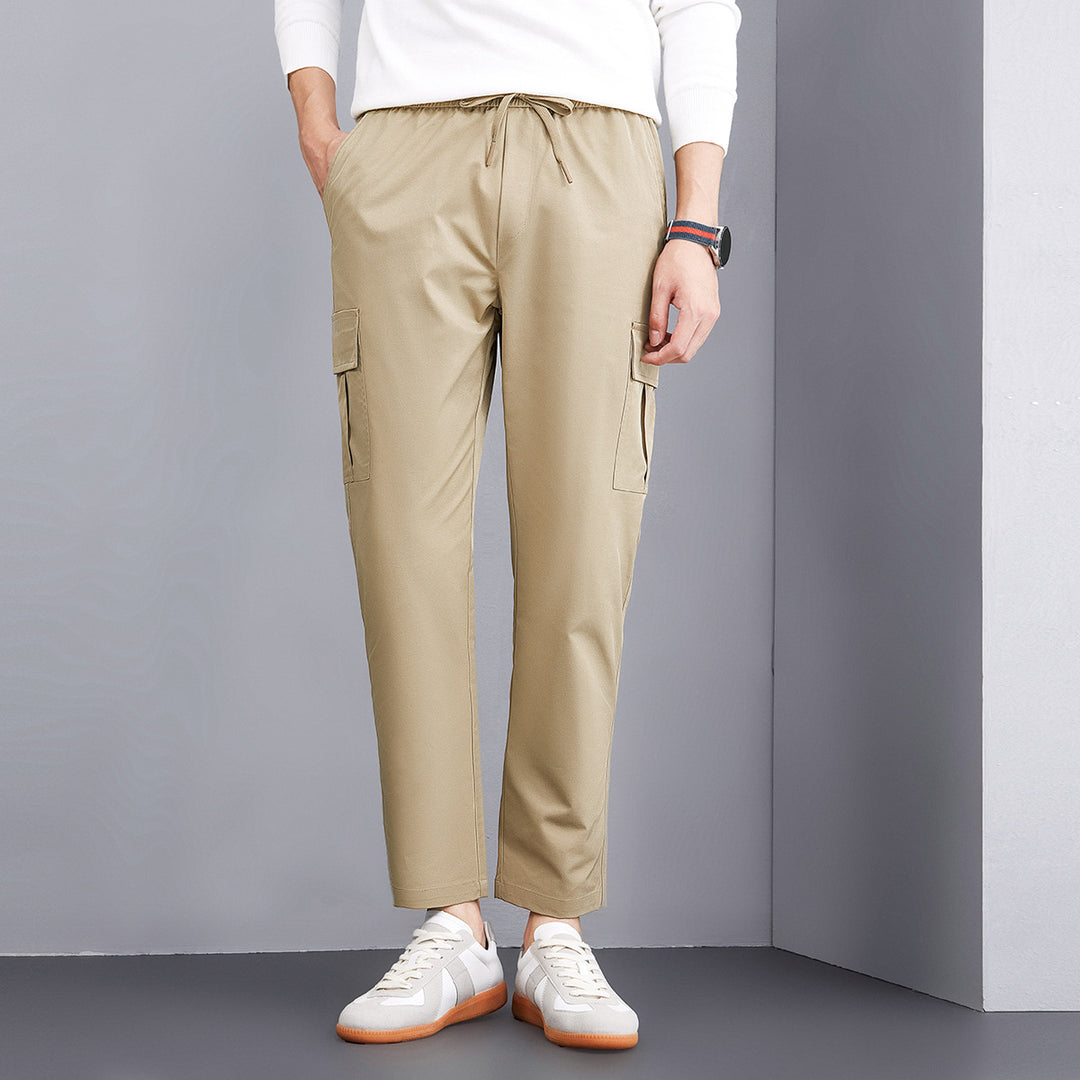 Herren bequeme Cargo-Hose mit elastischem Bund und praktischen Taschen Aliams