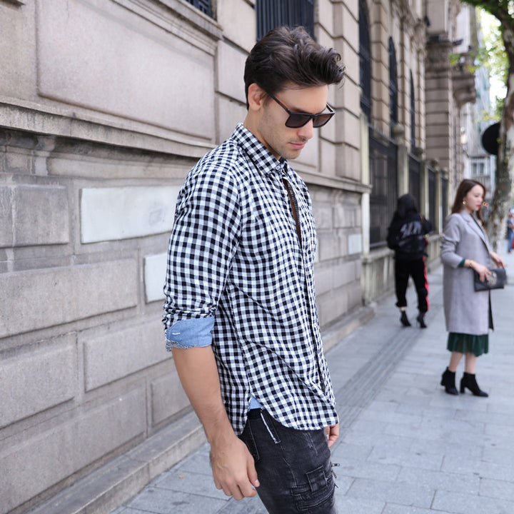 Herren Karomuster Hemd mit Brusttasche und lässigem Schnitt Aliams