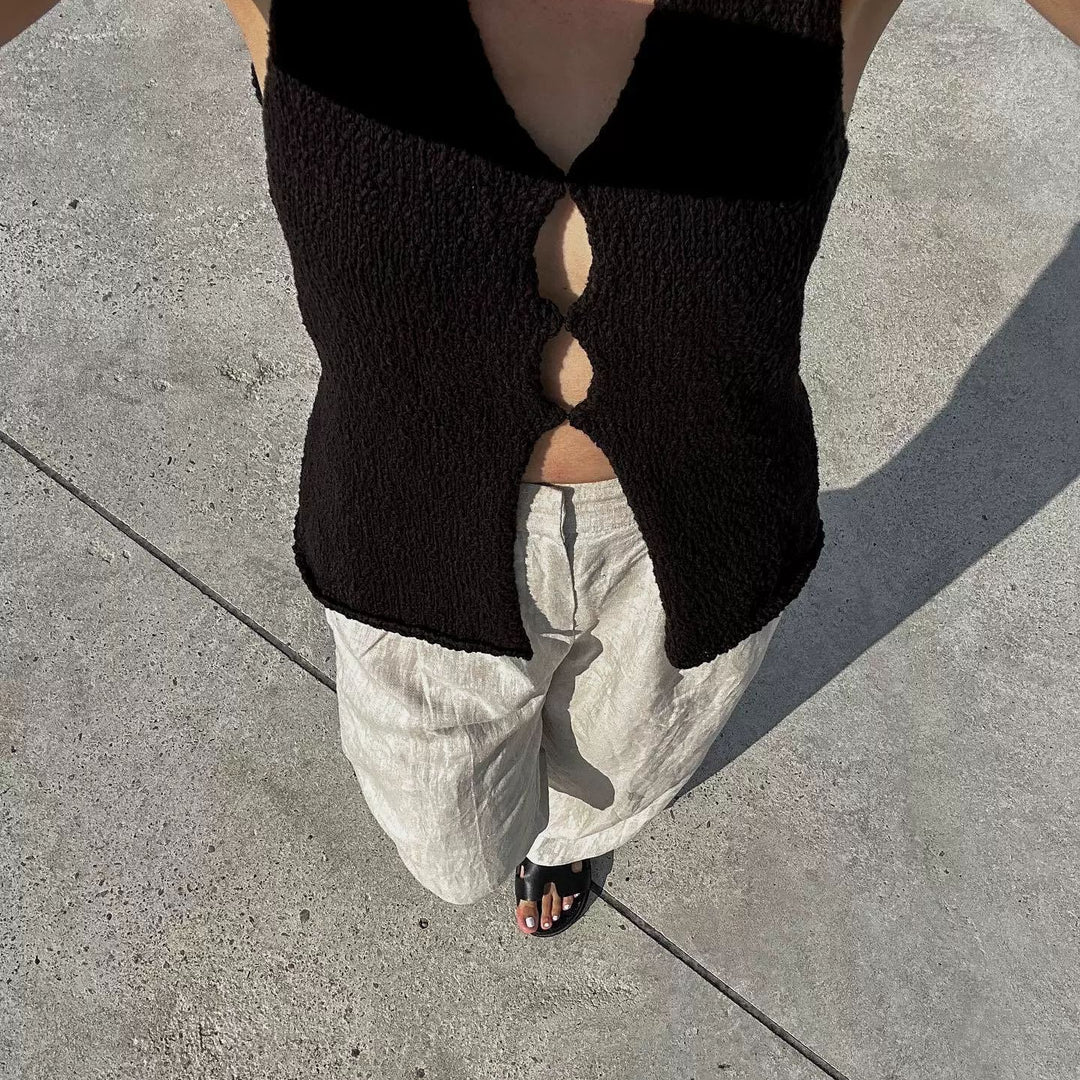 Damen ärmellose Strickweste Aliams