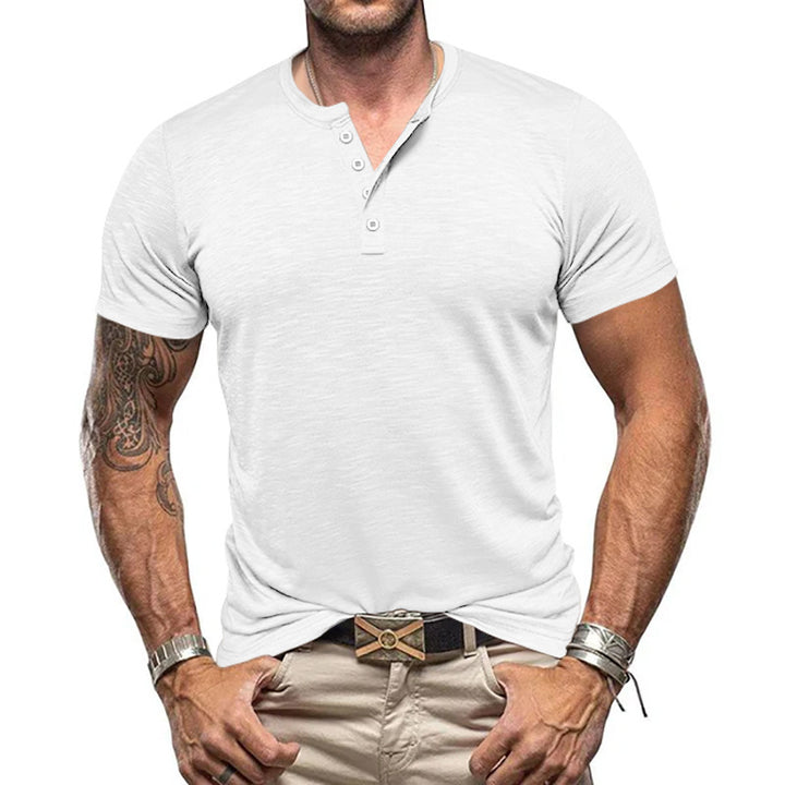 Herren stilvolles Kurzarm-Henley-Shirt mit strukturiertem Stoff Aliams
