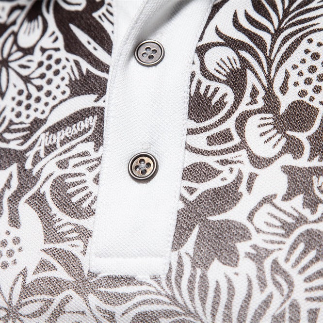 Herren Kurzarm Poloshirt mit floralen Mustern und modernen Designelementen Aliams