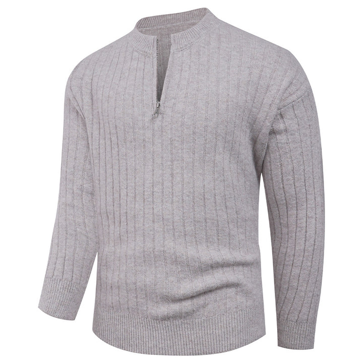 Herren Strickpullover mit hohem Kragen und modernem Reißverschluss Aliams