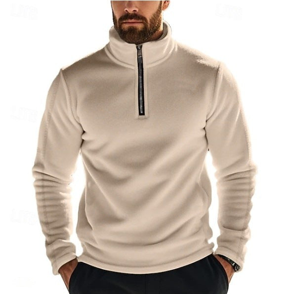 Herren Fleece Pullover mit hohem Kragen und durchgehendem Reißverschluss Aliams