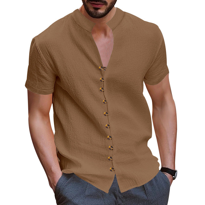 Herren Kurzarm-Henley-Hemd mit modischen Knopfdetails und lässiger Passform Aliams
