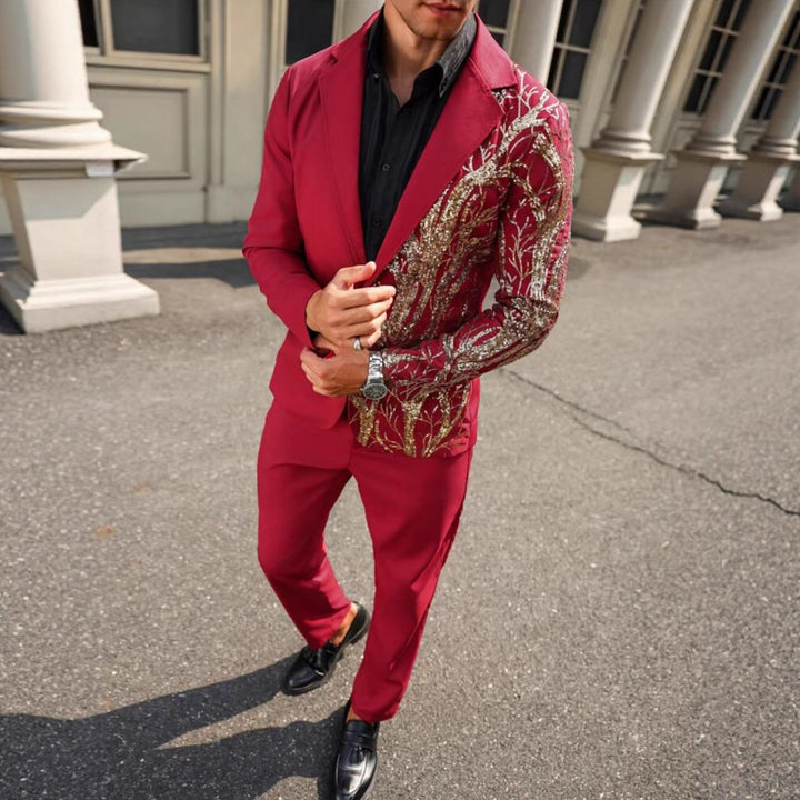 Herren Glamouröser Pailletten-Anzug mit kunstvollen Verzierungen Aliams