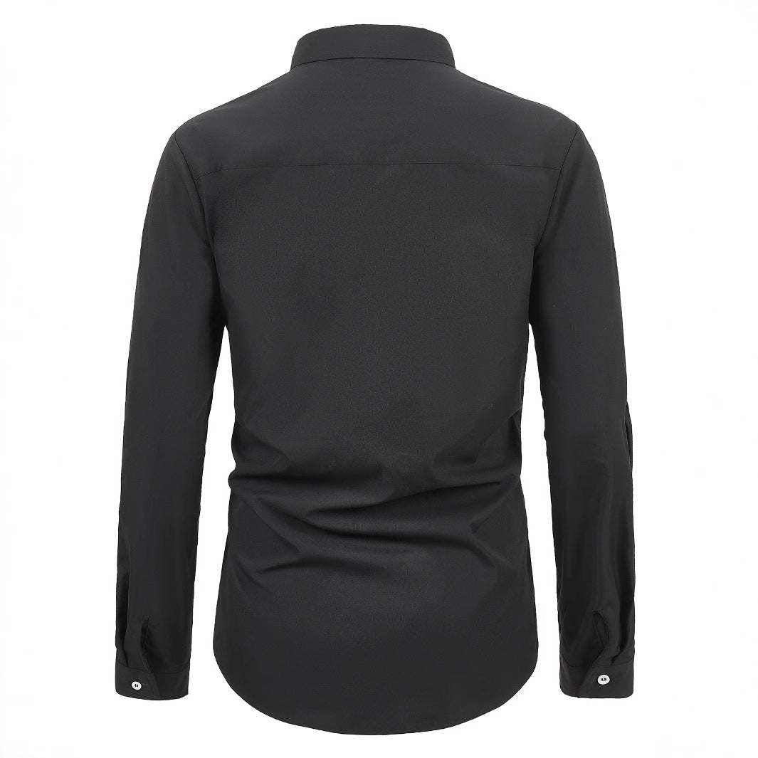 Herren Kreatives Langarmhemd mit asymmetrischem Design Aliams