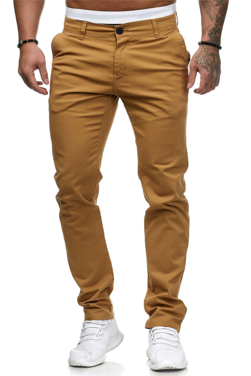 Herren stylische Slim-Fit Chinohose mit elastischem Bund und seitlichen Taschen Aliams