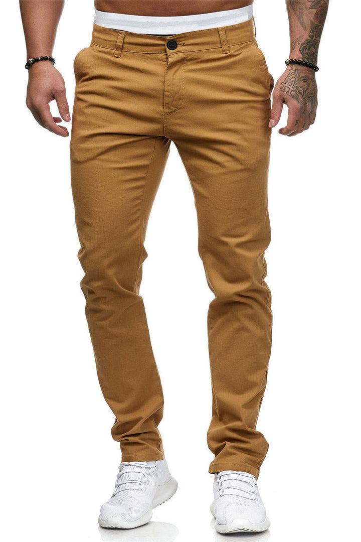 Herren stylische Slim-Fit Chinohose mit elastischem Bund und seitlichen Taschen Aliams