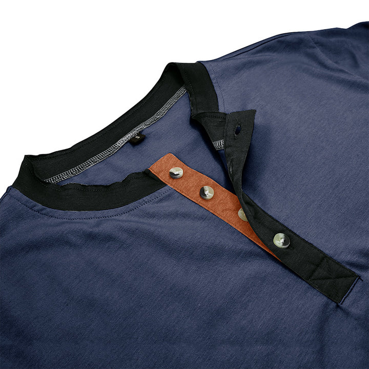 Herren Kurzarm-Henley-Shirt mit strukturiertem Kragen Aliams