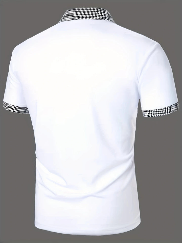 Stylisches Kurzarm-Polohemd für Herren mit karierten Akzenten Aliams