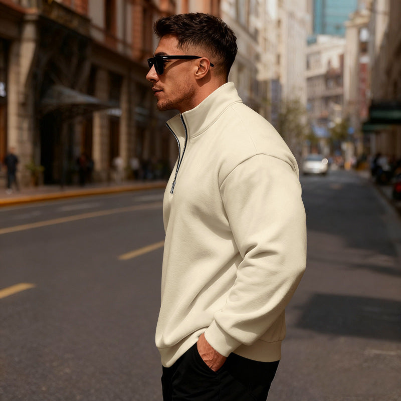 Herren Sweatpullover mit hohem Kragen und Reißverschluss Aliams