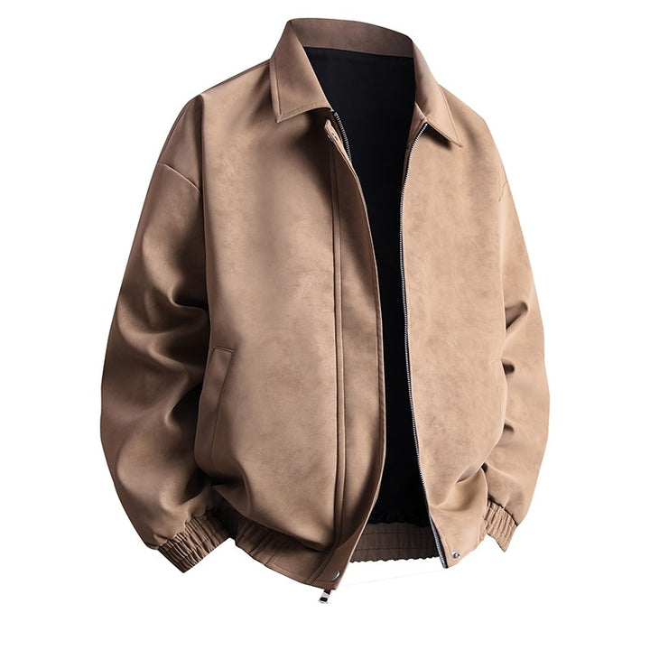 Herren Kunstleder-Bomberjacke mit lässigem Schnitt und praktischen Taschen Aliams
