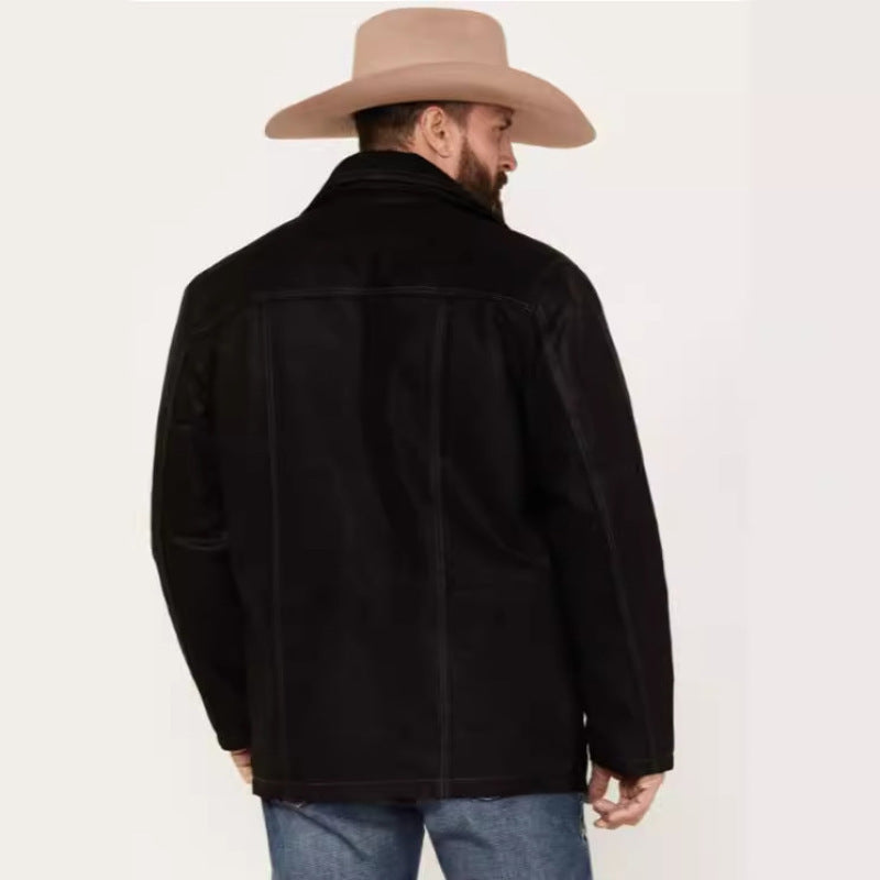 Herren vielseitige und robuste Wildlederjacke mit funktionalen Taschen Aliams