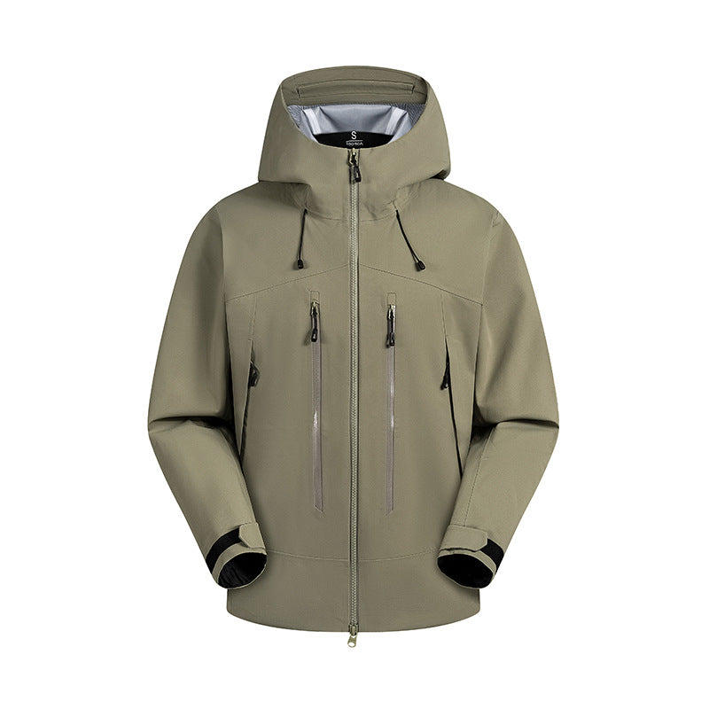 Herren wasserabweisende Funktionsjacke mit verstellbarem Kapuzensystem und mehrfachen Reißverschlusstaschen Aliams