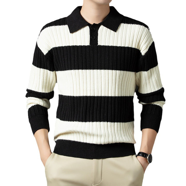 Herren Pullover aus strukturiertem Rippenstrick mit Polokragen Aliams