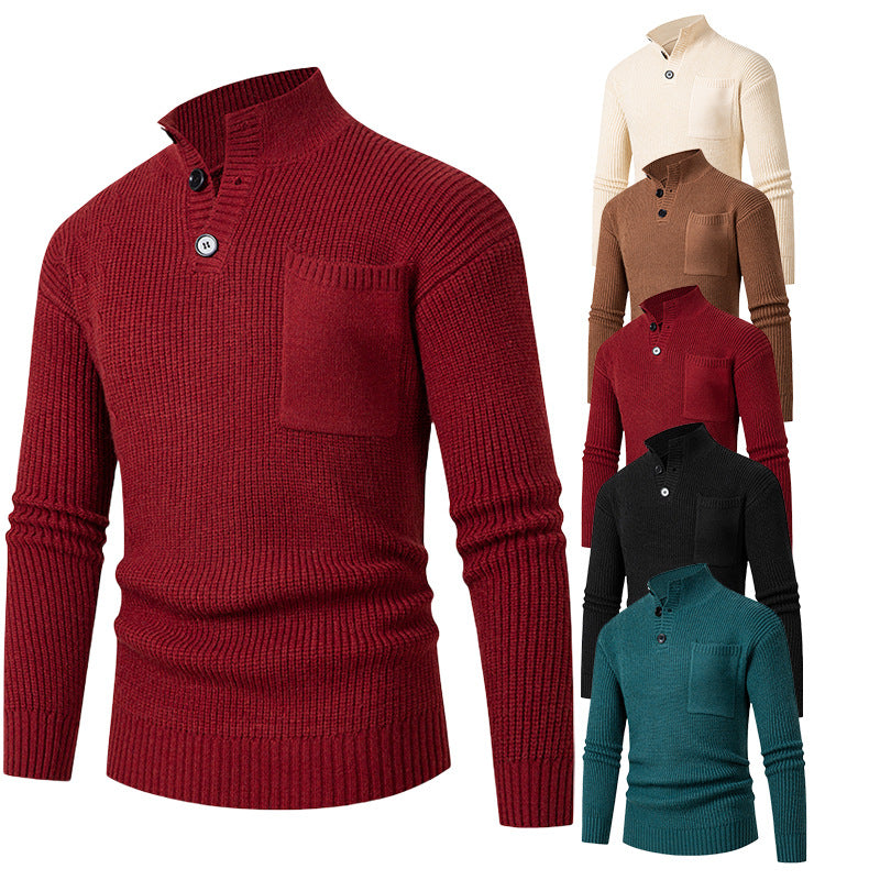 Herren Hochwertiger Pullover mit Modalmuster und Brusttasche Aliams