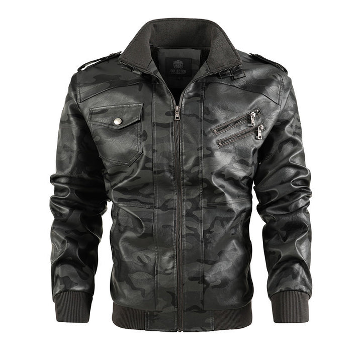 Herren Camouflage Lederjacke im Urbanen Stil Aliams