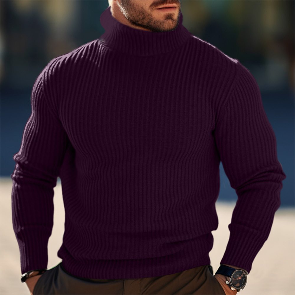 Herren Rollkragenpullover mit Rippstruktur und figuruformendem Schnitt Aliams