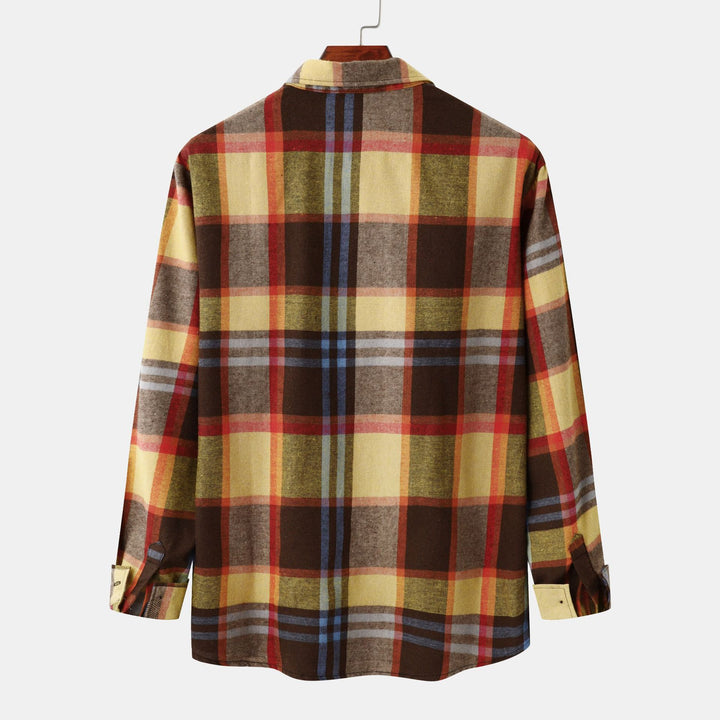 Herren Flanellhemd mit kariertem Muster und praktischen Taschen Aliams