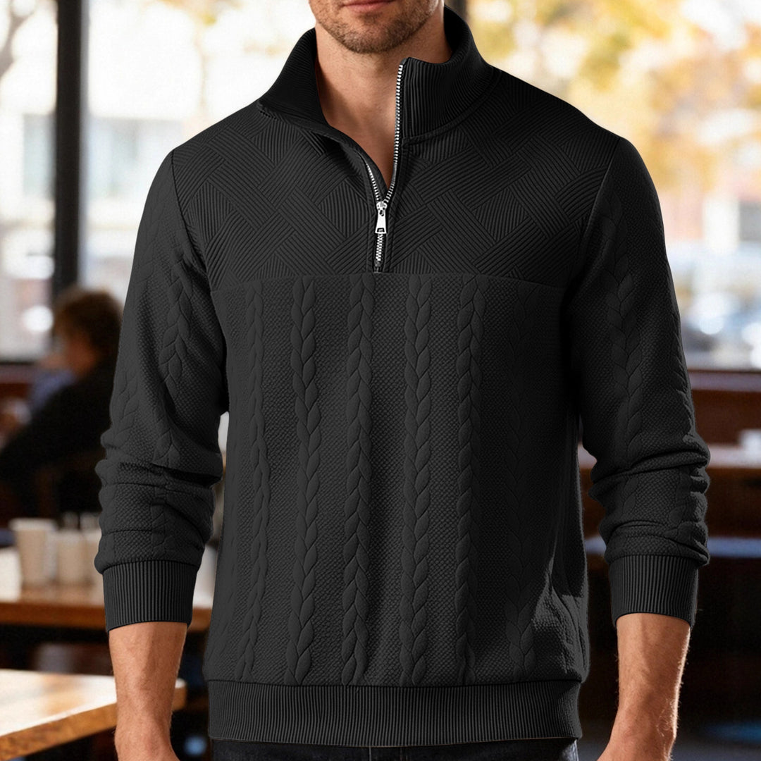 Herren Hoher Kragen Strickpullover mit Reißverschluss Aliams