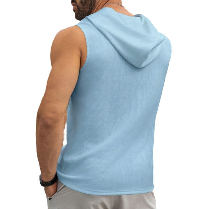 Herren Ärmelloses Sport-Tanktop mit Kapuze und Schnürung Aliams