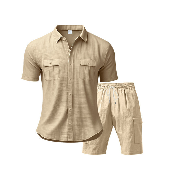 Herren Freizeit-Outfit mit lässigem Hemd und praktischen Cargo-Shorts Aliams