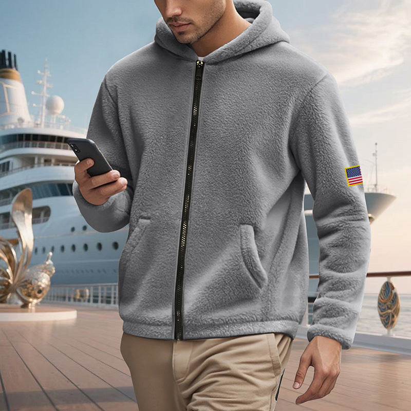 Herren Fleecejacke mit durchgehendem Reißverschluss und praktischen Taschen Aliams