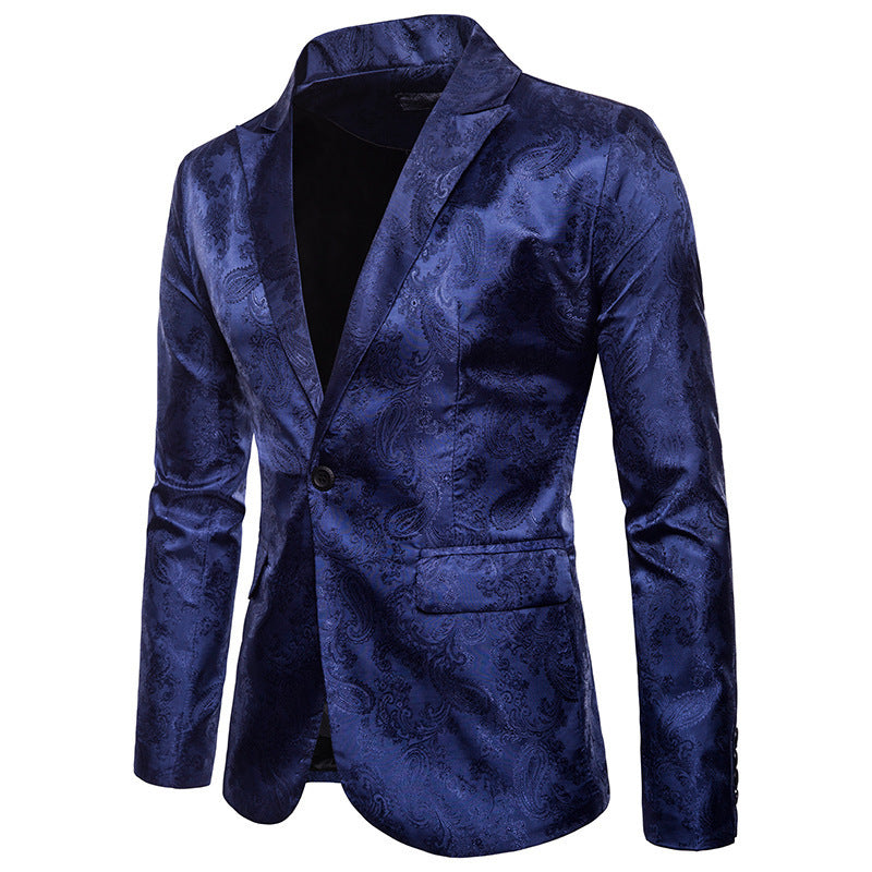 Herren eleganter Jacquard Blazer mit floralem Muster und schimmerndem Finish Aliams