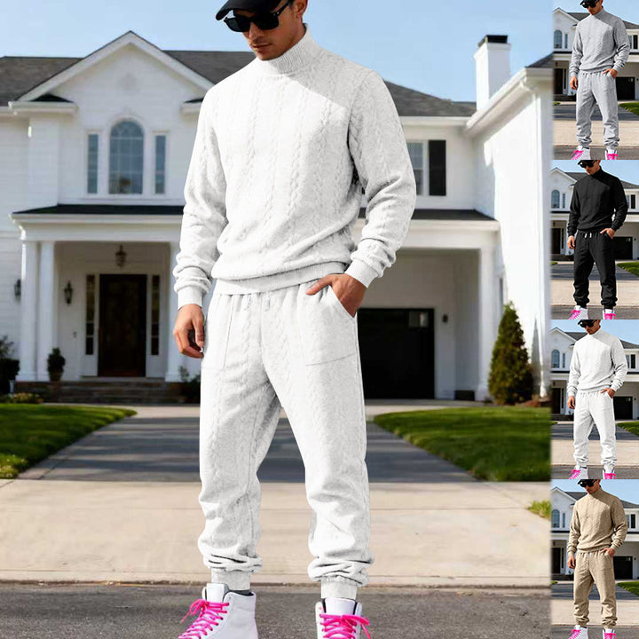 Herren Grobstrick Freizeitanzug mit hohem Kragen Aliams