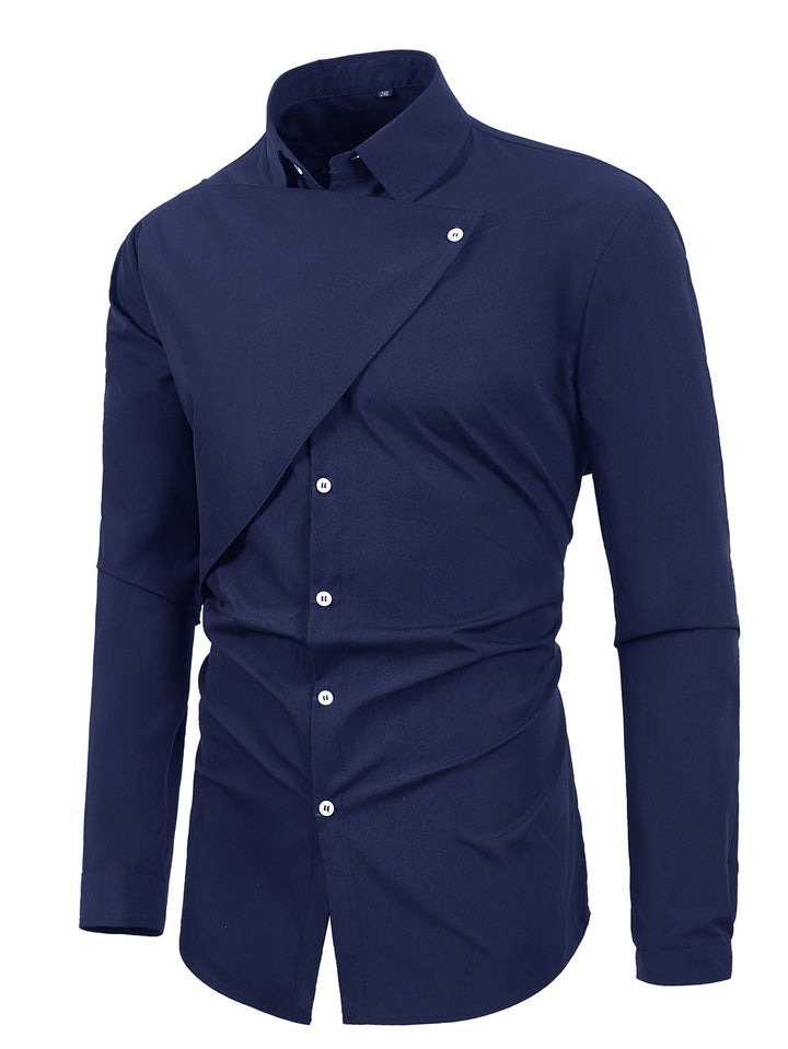 Herren Elegantes Kurzarmhemd mit asymmetrischem Design Aliams